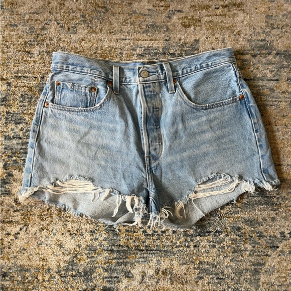 Levi's Pants - Levi's Light Wash Distressed Denim Shorts